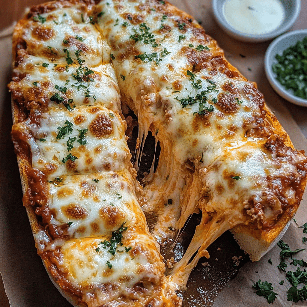Cheesy Lasagna Garlic Bread Delight