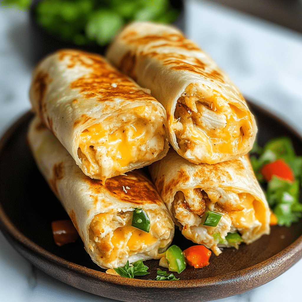 Crispy Cheesy Garlic Chicken Wraps