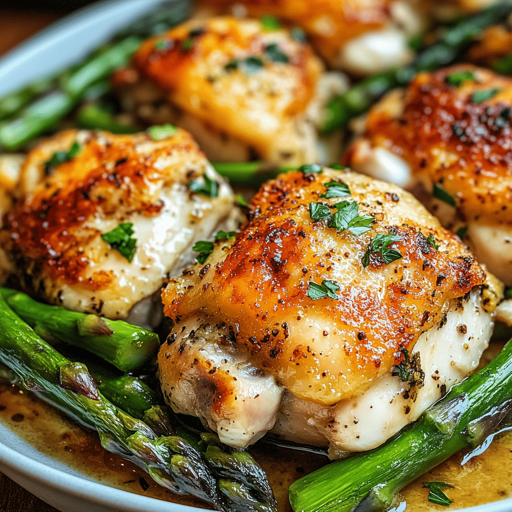 Crispy Roast Chicken with Asparagus Caesar