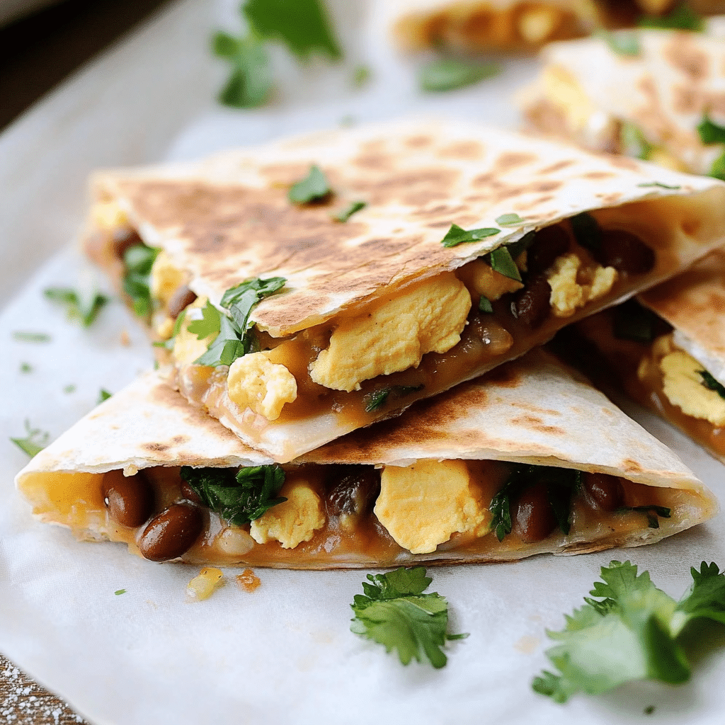 Easy Breakfast Quesadillas with Eggs & Beans