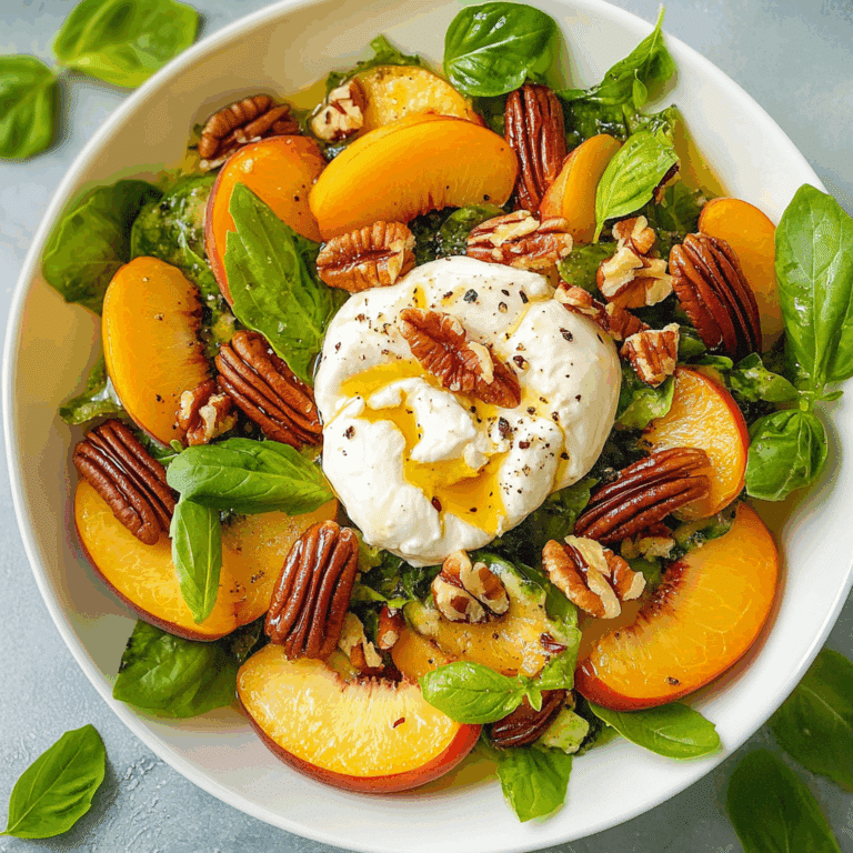 Fresh Peach Salad with Burrata and Pecans