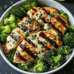 Grilled Chicken & Broccoli Bowls with Garlic Sauce