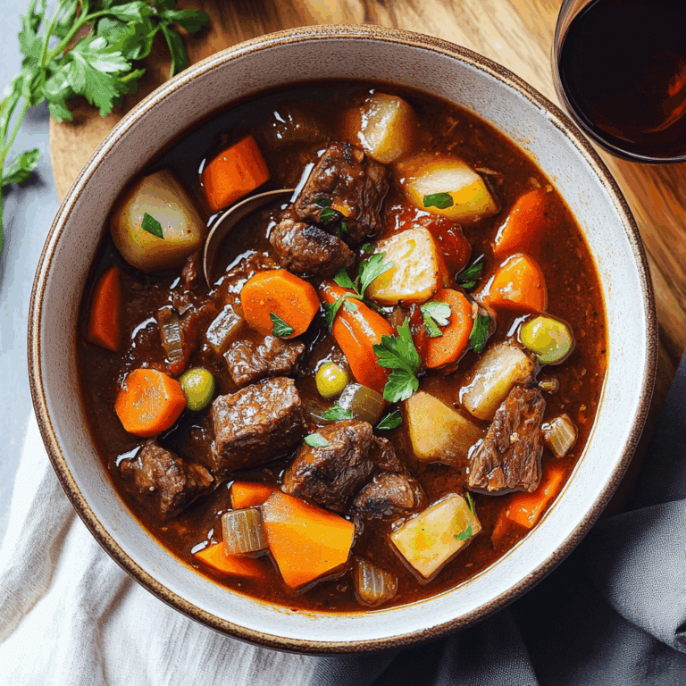 Hearty Beef Stew with Red Wine and Veggies