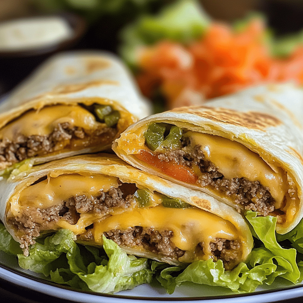 Quick Air Fryer Cheeseburger Wraps