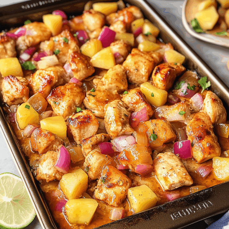Quick Hawaiian Chicken Sheet Pan Dinner