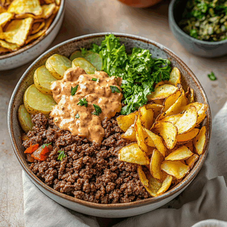 Burger Bowls with Crispy Potato Chips
