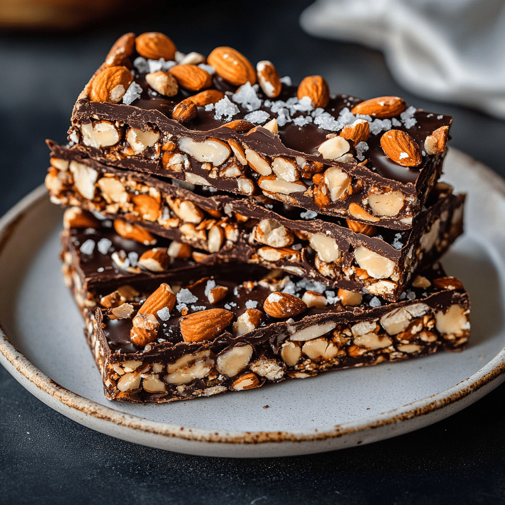 Dark Chocolate Nut Bars with Sea Salt