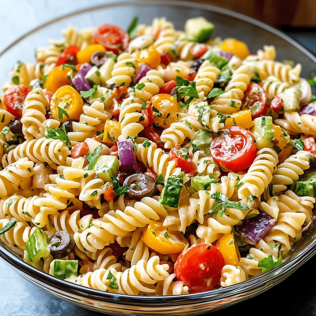 Easy Potluck Pasta Salad with Zesty Dressing