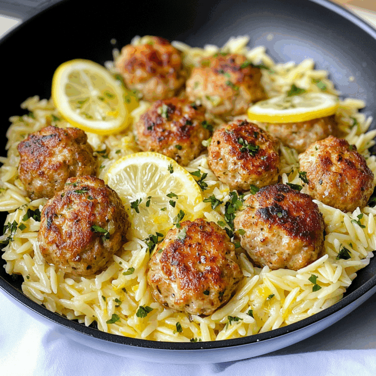 Greek Chicken Meatballs with Lemon Orzo