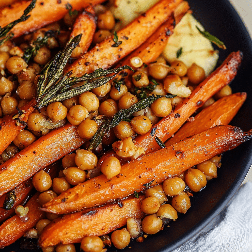 Maple Roasted Carrots and Chickpeas