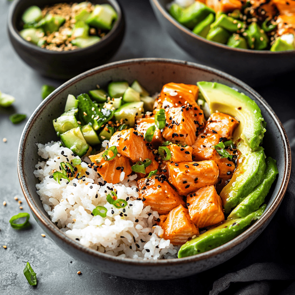 Spicy Salmon Bowls with Avocado