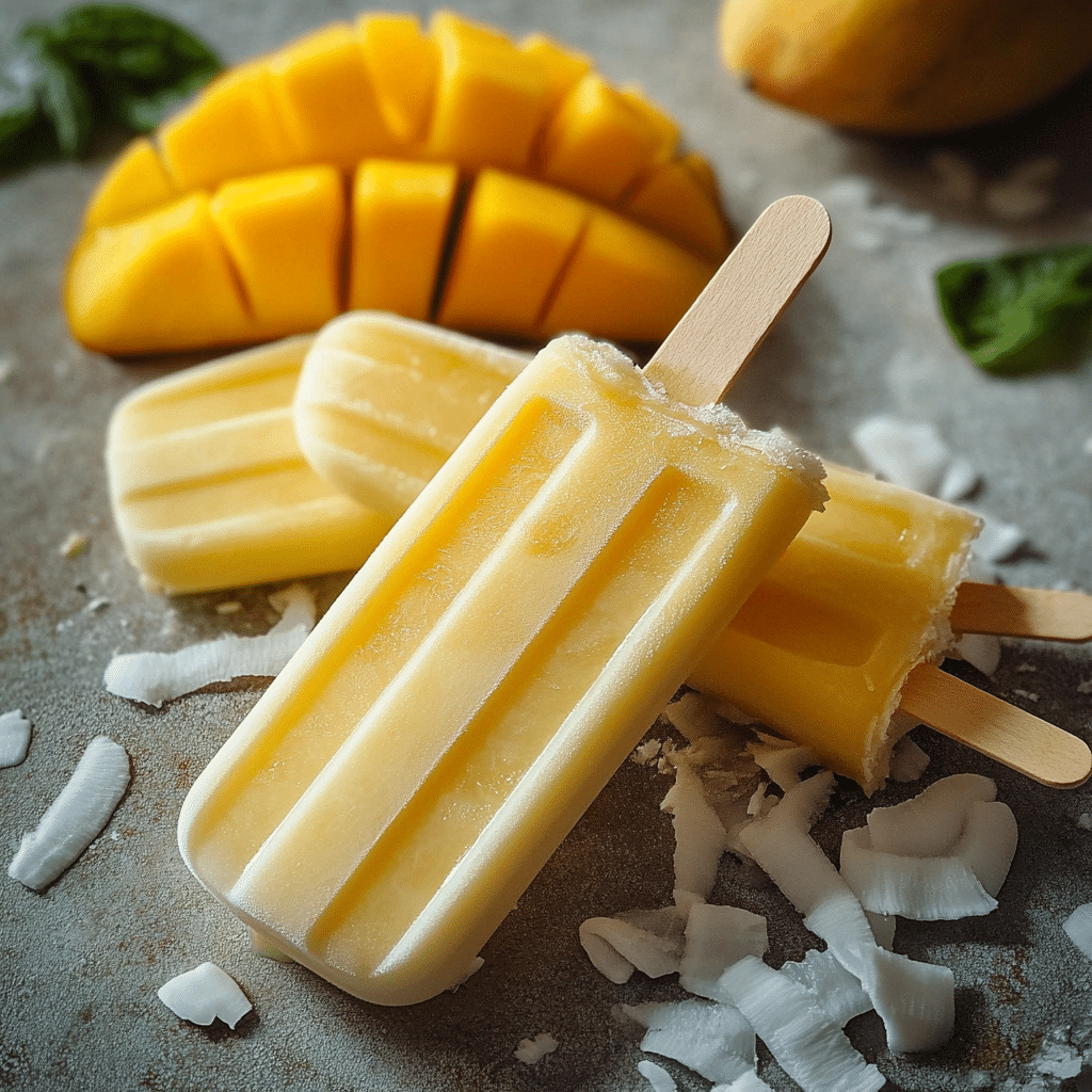 Tropical Coconut Mango Popsicles