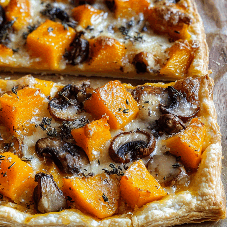Butternut Squash and Mushroom Puff Pastry Tart