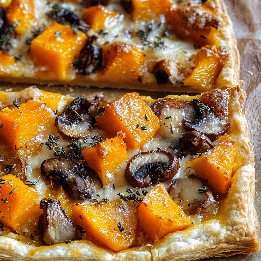 Butternut Squash and Mushroom Puff Pastry Tart