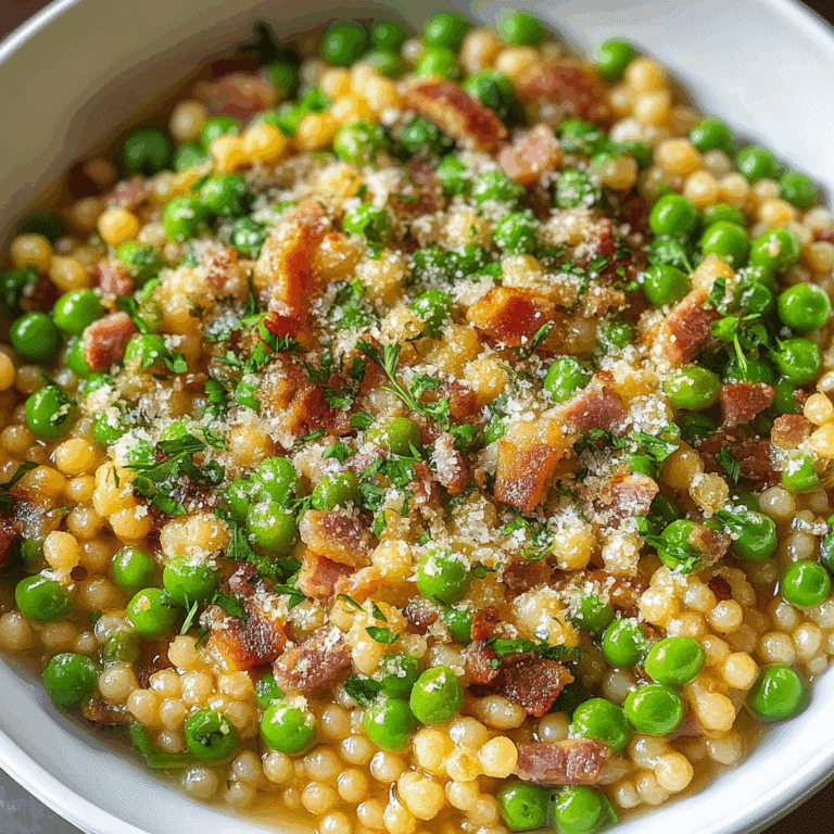 Fregola with Pancetta Peas and Parmesan