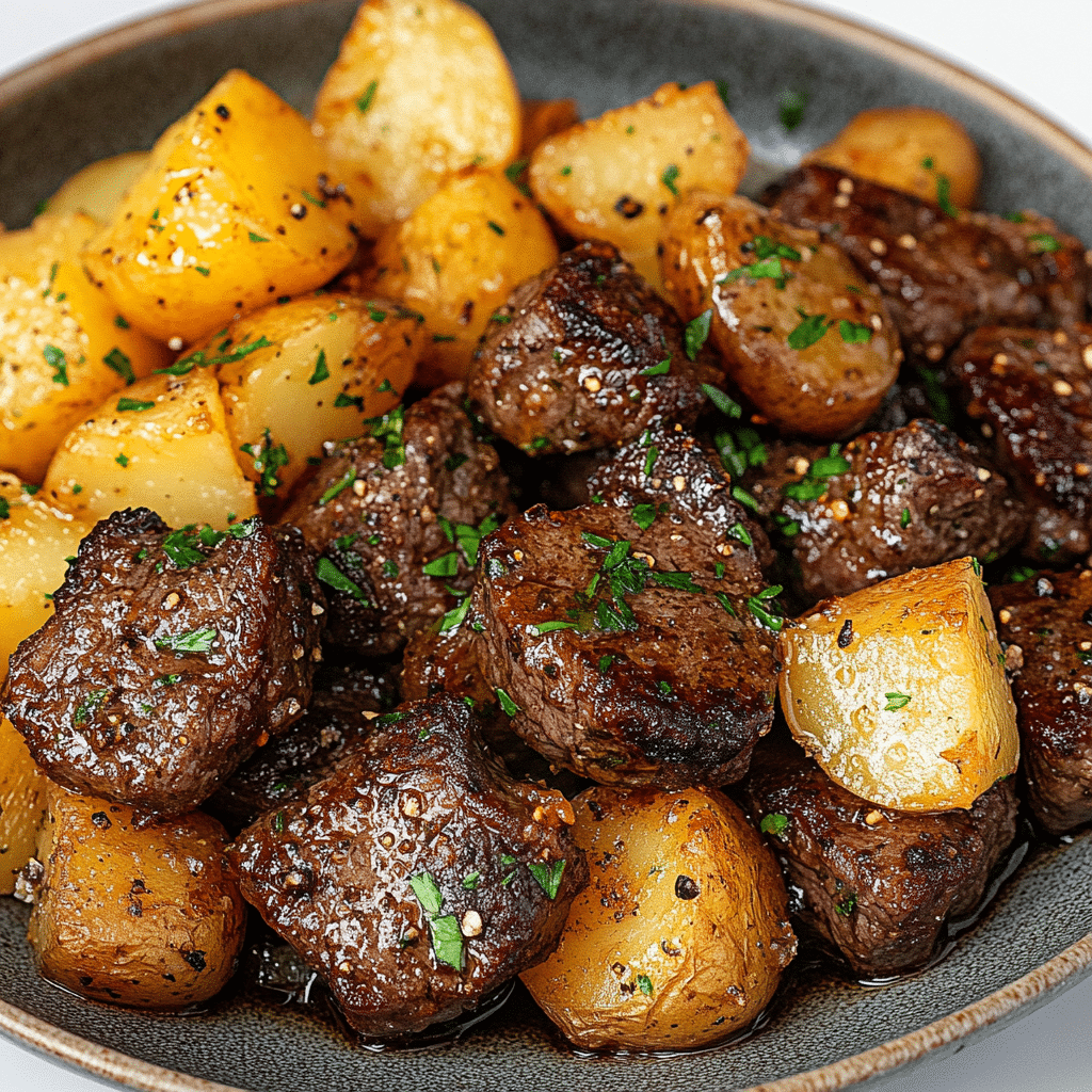Garlic Butter Steak Bites & Potatoes