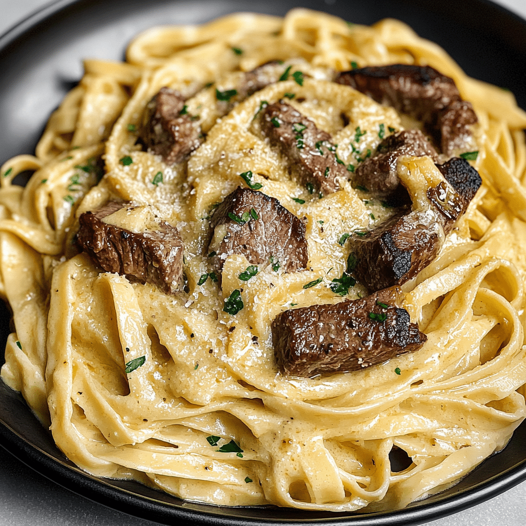 Garlic Butter Steak Fettuccine