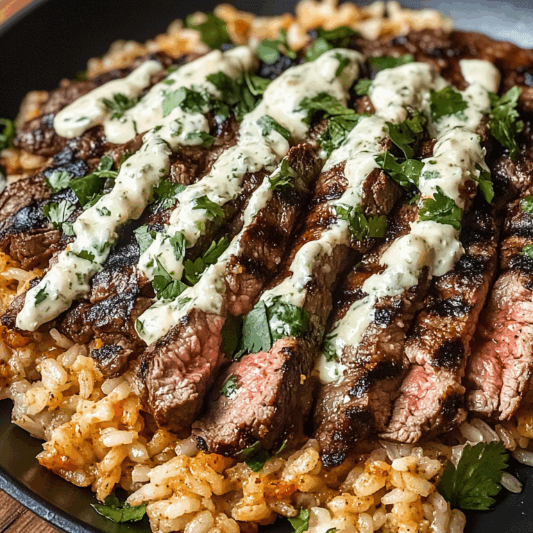 Grilled Cheesy Steak & Cilantro Rice