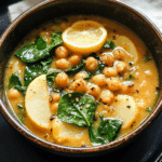 Lemony Chickpea Soup with Spinach and Potatoes