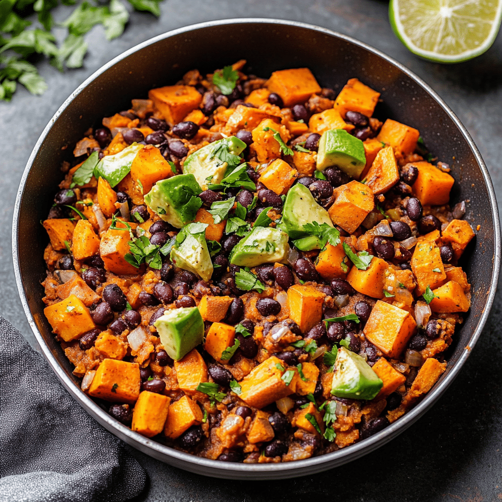 Southwest Sweet Potato & Black Bean Skillet