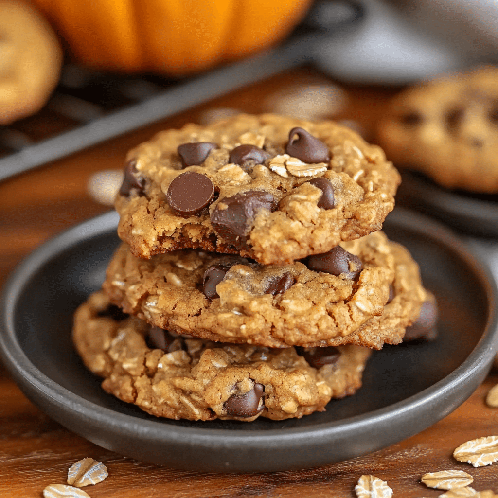 Brown Butter Pumpkin Oatmeal Chocolate Chip Cookies