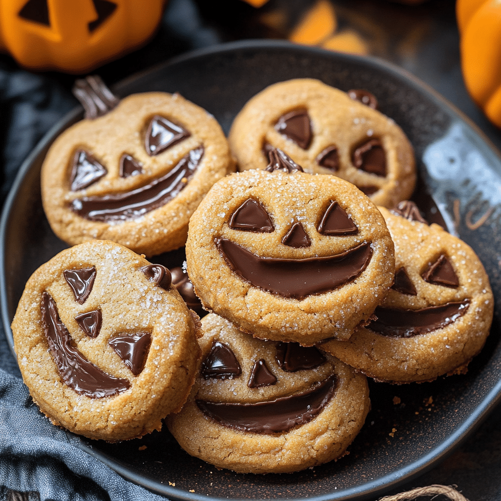 Milk Chocolate Stuffed Jack-O’-Lantern Cookies