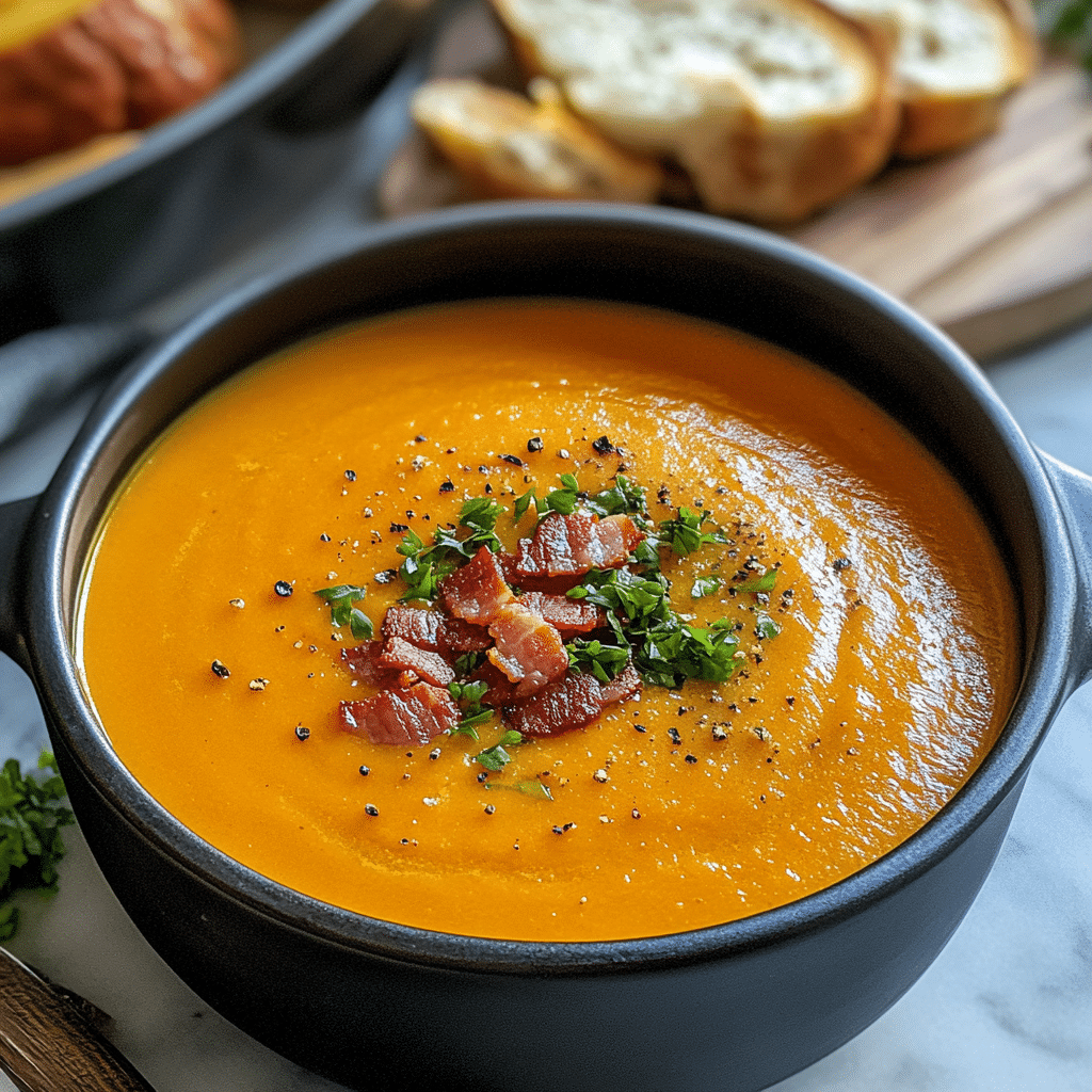 Roasted Butternut Squash and Bacon Soup