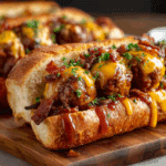 Bourbon BBQ Bacon Cheeseburger Meatball Subs