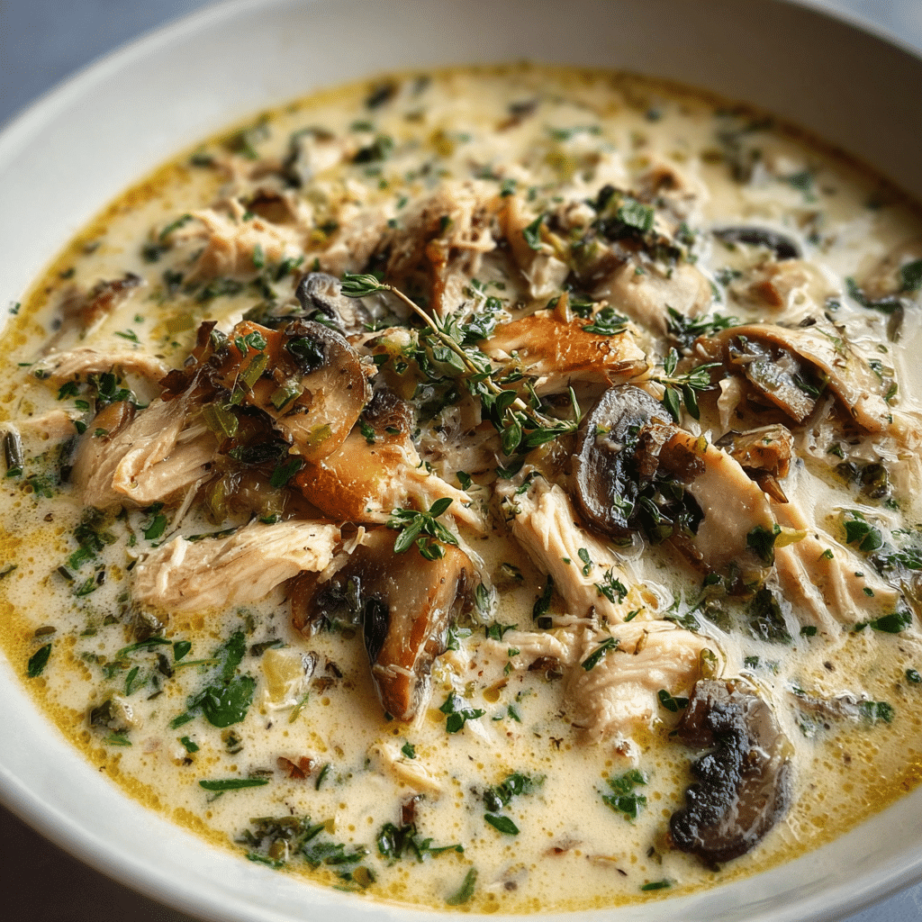 Creamy Rotisserie Chicken Mushroom Soup