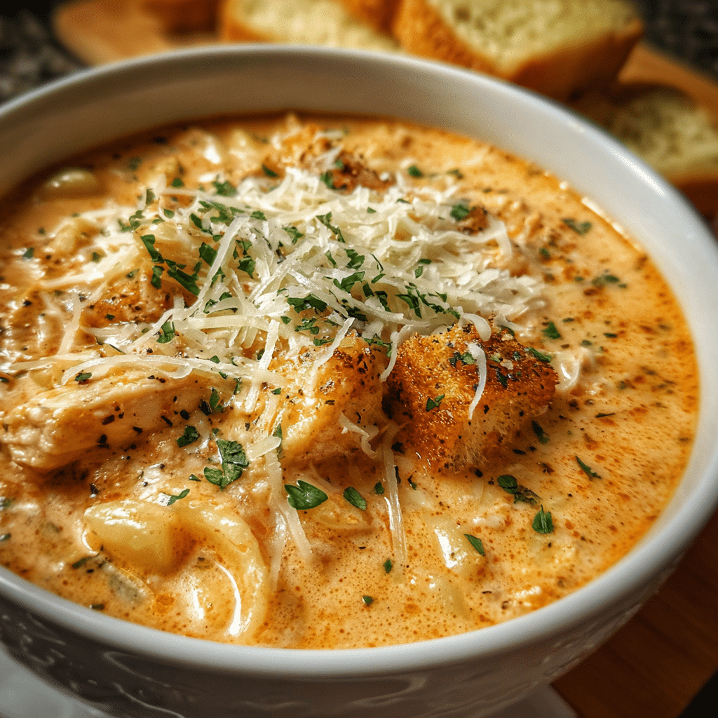 Crock Pot Creamy Chicken Parmesan Soup