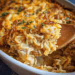 French Onion Chicken Orzo Casserole
